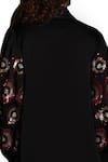 Shop_ISADAA BY ROTNA DUTT_Black Satin, Georgette Sequins, Beads Collared And Hand Embroidered Shirt _at_Aza_Fashions