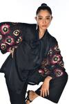 Buy_ISADAA BY ROTNA DUTT_Black Satin, Georgette Sequins, Beads Collared And Hand Embroidered Shirt _Online_at_Aza_Fashions