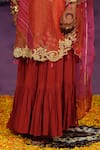 Buy_Jyoti Bansal_Red Tissue, Crepe, Organza Embroidery, Mirrors, Printed Kurta Sharara Set _Online_at_Aza_Fashions