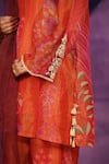 Shop_Jyoti Bansal_Red Tissue, Organza Embroidery, Mirrors, Tassels V-neck Printed Kurta Set _Online_at_Aza_Fashions