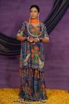 Buy_Jyoti Bansal_Purple Tissue, Organza Embroidery, Lace, Mirrors, Printed Kurta Sharara Set _at_Aza_Fashions