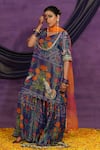 Buy_Jyoti Bansal_Purple Tissue, Organza Embroidery, Lace, Mirrors, Printed Kurta Sharara Set _Online_at_Aza_Fashions