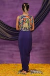 Shop_Jyoti Bansal_Purple Tissue, Crepe Embroidery, Mirrors, Tassels Printed Top And Drape Skirt Set _at_Aza_Fashions