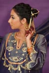 Buy_Jyoti Bansal_Purple Tissue Embroidery, Mirrors, Tassels Split V-neck Tilla Dori And Kurta Set _Online_at_Aza_Fashions