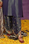 Jyoti Bansal_Purple Tissue Embroidery, Mirrors, Tassels Split V-neck Tilla Dori And Kurta Set _at_Aza_Fashions