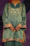 Shop_Jyoti Bansal_Green Tissue, Organza Embroidery, Mirrors, Tilla Dori And Work Kurta Salwar Set _Online_at_Aza_Fashions