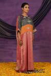 Buy_Jyoti Bansal_Multi Color Tissue Embroidery, Mirrors, Tassels Round Neck Kaftan _Online_at_Aza_Fashions