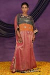 Buy_Jyoti Bansal_Multi Color Tissue Embroidery, Mirrors, Tassels Round Neck Kaftan _at_Aza_Fashions