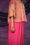 Jyoti Bansal_Pink Tissue, Crepe Embroidery, Mirrors, Tilla Dori And Work Top With Skirt _Online_at_Aza_Fashions