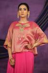 Buy_Jyoti Bansal_Pink Tissue, Crepe Embroidery, Mirrors, Tilla Dori And Work Top With Skirt _Online_at_Aza_Fashions