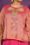Shop_Jyoti Bansal_Pink Tissue, Crepe Embroidery, Mirrors, Tilla Dori And Work Top With Skirt _Online_at_Aza_Fashions