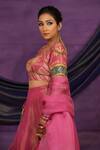 Buy_Jyoti Bansal_Pink Tissue, Organza Embroidery, Mirrors, Tassels Tilla Dori And Lehenga Set _Online_at_Aza_Fashions