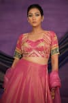 Shop_Jyoti Bansal_Pink Tissue, Organza Embroidery, Mirrors, Tassels Tilla Dori And Lehenga Set _Online_at_Aza_Fashions