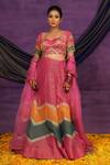 Buy_Jyoti Bansal_Pink Tissue, Organza Embroidery, Mirrors, Tassels Tilla Dori And Lehenga Set _at_Aza_Fashions