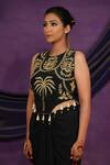 Jyoti Bansal_Black Crepe Embroidery, Mirrors, Tassels Round Tilla Dori And Top With Skirt _Online_at_Aza_Fashions