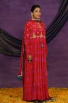 Jyoti Bansal_Red Crepe, Organza Embroidery, Tie Dye Tilla Dori Anarkali With Dupatta _Online_at_Aza_Fashions