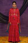 Buy_Jyoti Bansal_Red Crepe, Organza Embroidery, Tie Dye Tilla Dori Anarkali With Dupatta _at_Aza_Fashions