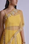 Richa Jaisinghani Label_Yellow Georgette Beads, Sequins, Embroidery One Haze Cape And Skirt Set _Online_at_Aza_Fashions