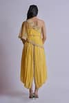 Shop_Richa Jaisinghani Label_Yellow Georgette Beads, Sequins, Embroidery One Haze Cape And Skirt Set _at_Aza_Fashions