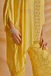 Buy_Richa Jaisinghani Label_Yellow Georgette Beads, Sequins, Embroidery V-neck Coastal Kaftan Pant Set _Online_at_Aza_Fashions