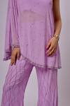 Shop_Richa Jaisinghani Label_Purple Georgette Sequins, Embroidery One Shoulder Amethyst Bloom Cape Pant Set _Online_at_Aza_Fashions