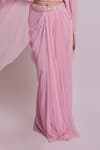 Richa Jaisinghani Label_Pink Georgette Embroidery, Zari Round Neck, Petal Peony Draped Skirt Set _Online_at_Aza_Fashions