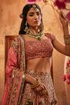 The Royaleum_Pink Silk Sequins, Embroidery, Zari, Stones Nura Blouse Lehenga And Dupatta Set _Online_at_Aza_Fashions