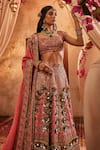 Buy_The Royaleum_Pink Silk Sequins, Embroidery, Zari, Stones Nura Blouse Lehenga And Dupatta Set _Online_at_Aza_Fashions