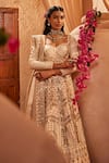 Buy_The Royaleum_Ivory Silk Embroidery, Sequins, Zari Sweetheart Mehzarin Anarkali And Dupatta _Online_at_Aza_Fashions