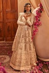 Shop_The Royaleum_Ivory Silk Embroidery, Sequins, Zari Sweetheart Mehzarin Anarkali And Dupatta _Online_at_Aza_Fashions