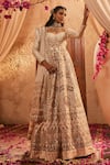 Buy_The Royaleum_Ivory Silk Embroidery, Sequins, Zari Sweetheart Mehzarin Anarkali And Dupatta _at_Aza_Fashions