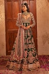 Buy_The Royaleum_Green Silk Embroidery, Sequins, Gota Patti Vaarahi Anarkali And Dupatta Set _at_Aza_Fashions