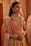 The Royaleum_Pink Silk Sequins, Embroidery, Zari Yuvrani Blouse, Lehenga And Dupatta Set _at_Aza_Fashions