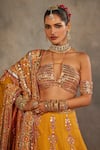 Buy_The Royaleum_Yellow Silk Sequins, Zari, Embroidery Halter Neck Gulsona Lehenga Set _Online_at_Aza_Fashions