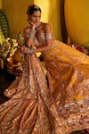 Shop_The Royaleum_Yellow Silk Sequins, Zari, Embroidery Halter Neck Gulsona Lehenga Set _Online_at_Aza_Fashions