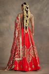 Shop_The Royaleum_Red Silk Embroidery, Zari, Sequins Square Neck Lalima Blouse Lehenga And Dupatta _at_Aza_Fashions