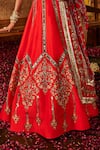 The Royaleum_Red Silk Embroidery, Zari, Sequins Square Neck Lalima Blouse Lehenga And Dupatta _Online_at_Aza_Fashions