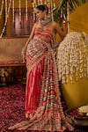 Buy_The Royaleum_Pink Silk Zari, Embroidery Sweetheart Neck Varnika Saree And Blouse Set _at_Aza_Fashions