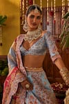 The Royaleum_Sky Blue Silk Embroidery, Sequins, Zari Sweetheart Neck Jhoomer Lehenga Set _Online_at_Aza_Fashions