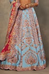 Buy_The Royaleum_Sky Blue Silk Embroidery, Sequins, Zari Sweetheart Neck Jhoomer Lehenga Set _Online_at_Aza_Fashions