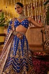 The Royaleum_Blue Silk Zari, Sequins, Embroidery Sweetheart Rasika Blouse Lehenga And Dupatta _Online_at_Aza_Fashions