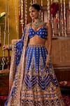 Buy_The Royaleum_Blue Silk Zari, Sequins, Embroidery Sweetheart Rasika Blouse Lehenga And Dupatta _Online_at_Aza_Fashions