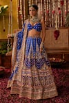 Buy_The Royaleum_Blue Silk Zari, Sequins, Embroidery Sweetheart Rasika Blouse Lehenga And Dupatta _at_Aza_Fashions