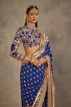 The Royaleum_Blue Silk Embroidery, Zari, Mirrors, Sequins High Saher Saree And Blouse Set _Online_at_Aza_Fashions