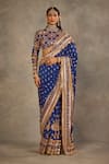 Shop_The Royaleum_Blue Silk Embroidery, Zari, Mirrors, Sequins High Saher Saree And Blouse Set _Online_at_Aza_Fashions