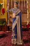 Buy_The Royaleum_Blue Silk Embroidery, Zari, Mirrors, Sequins High Saher Saree And Blouse Set _at_Aza_Fashions