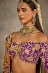 The Royaleum_Purple Silk Embroidery, Zari Off-shoulder Jugni Blouse Lehenga And Dupatta _Online_at_Aza_Fashions