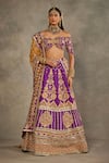Buy_The Royaleum_Purple Silk Embroidery, Zari Off-shoulder Jugni Blouse Lehenga And Dupatta _Online_at_Aza_Fashions