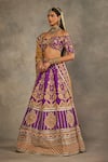 Shop_The Royaleum_Purple Silk Embroidery, Zari Off-shoulder Jugni Blouse Lehenga And Dupatta _Online_at_Aza_Fashions