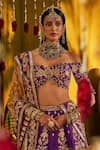 The Royaleum_Purple Silk Embroidery, Zari Off-shoulder Jugni Blouse Lehenga And Dupatta _at_Aza_Fashions
